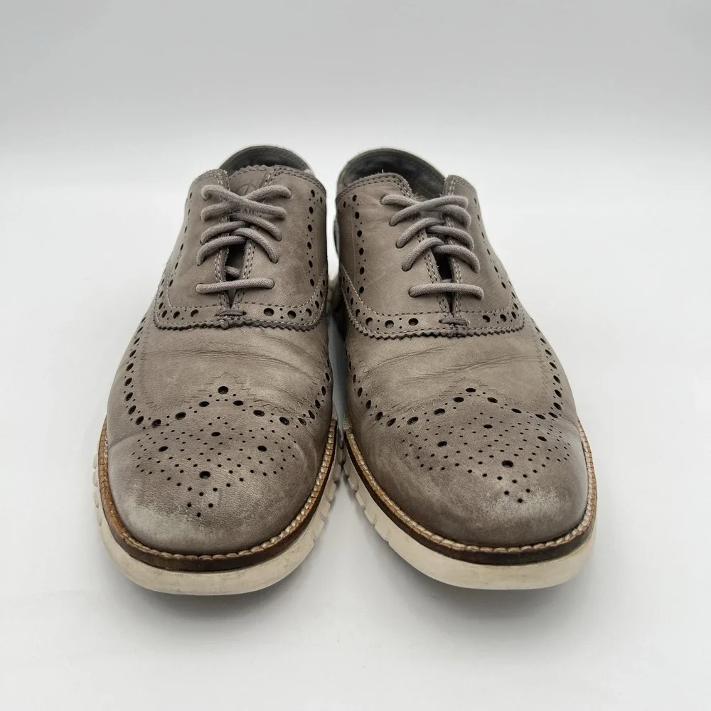 Cole Haan ZeroGrand Wingtip Oxford Shoes Men's 8.5 Taupe Brown Leather